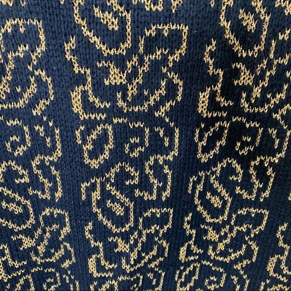 VTG Worthington Black/Gold Floral Print Crewneck Sweater Sz M - Picture 8 of 9